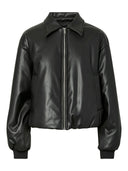 Clara PU Bomber Jakke - Sort
