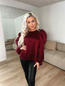 Elia Satin Bluse - Bordeaux