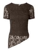 Ariana Assymetrisk Blonde T-shirt - Mørkebrun