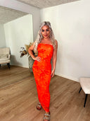 Rosalie Mesh Bandeau Maxi Kjole - Orange
