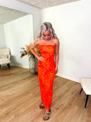Rosalie Mesh Bandeau Maxi Kjole - Orange