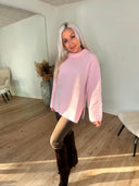Tina O-neck Strik - Lyserød