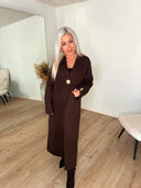 Serena Lang Cardigan – Mørkebrun