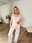 Leyla Blonde Bluse Med Slids - Rosa