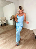 Nora Mesh Maxi Kjole M. Blomsterprint - Blå