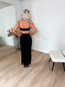 Nora Mesh Maxi Kjole M. Blomsterprint - Sort