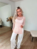 Leyla Blonde Bluse Med Slids - Rosa