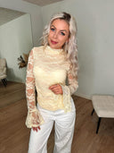 Leyla Langærmet Blondebluse - Gul