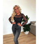 Ninni Mesh Bluse - Grå Leopard