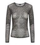 Ninni Mesh Bluse - Grå Leopard