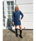 Signe Denim Kjole Langærmet - Blå denim