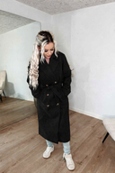 Marbel Trench Coat Lang - Sort